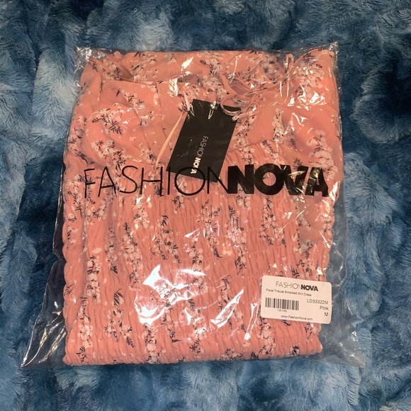 Fashion Nova Pink Floral Smocked Mini Dress - Picture 4 of 4